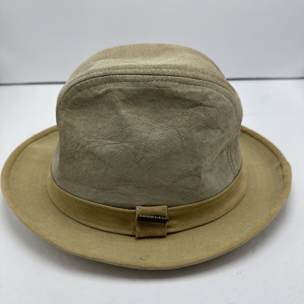 Vintage STETSON Mens M Weathered Leather Suede Traveller Hat Fedora Cap MEDIUM